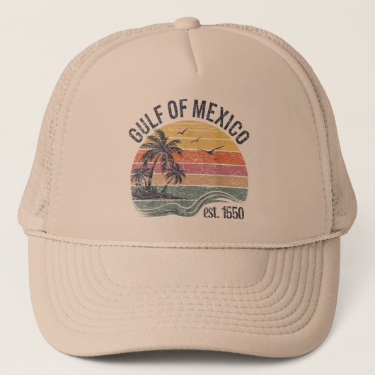 Golf van Mexico Est 1550 Retro  Beach Trucker Pet (Voorkant)