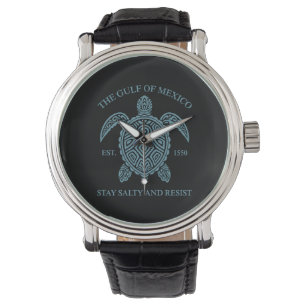 Golf van Mexico ESTD 1550 Blijf zout en verzet Horloge