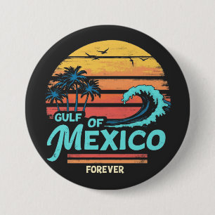 Golf van Mexico Oneindig Vintage Strand Mexicaans  Ronde Button 7,6 Cm
