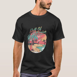 Golf van Mexico  Retro Sunset Palm Trees Bea T-shirt
