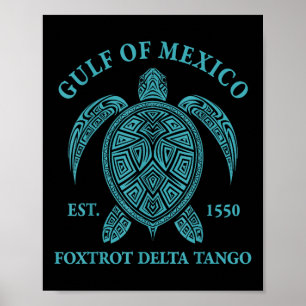 Golf van Mexico Schildpad Foxtrot Delta Tango EST  Poster