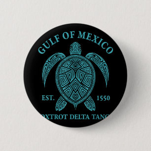 Golf van Mexico Schildpad Foxtrot Delta Tango EST  Ronde Button 5,7 Cm
