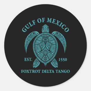 Golf van Mexico Schildpad Foxtrot Delta Tango EST  Ronde Sticker