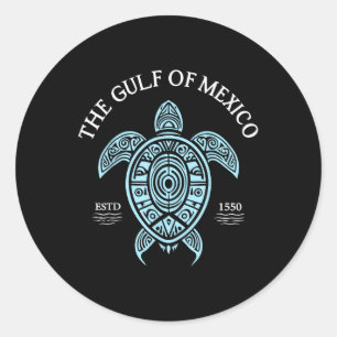 Golf van Mexico Schildpad Graphic Novelty Style Ronde Sticker
