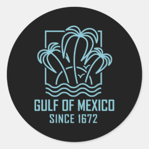 Golf van Mexico sinds 1672 Retro  zonsondergang &  Ronde Sticker