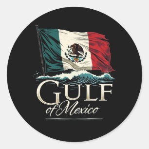Golf van Mexico T-shirt met Mexicaanse vlag – Kust Ronde Sticker