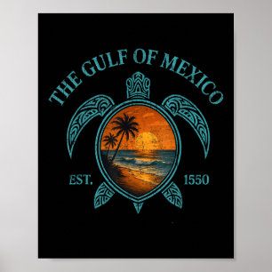 Golf van Mexico Turtle Est. 1550 Retro zonnen Poster