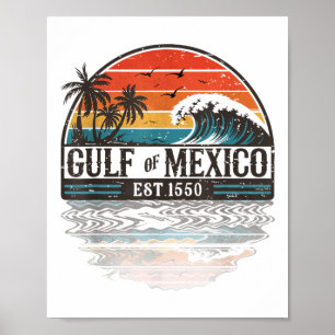 Golf van Mexico voor altijd Retro Beach Poster
