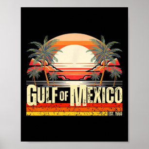 Golf van Mexico voor altijd  strand Retro Sunset Poster