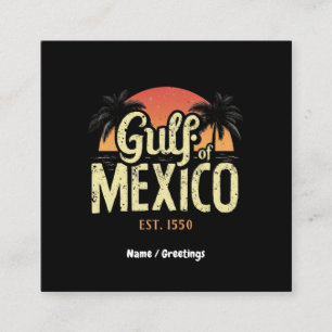 Golf van Mexico West. 1550 Retro Beach Vibe Vierkante Visitekaartje