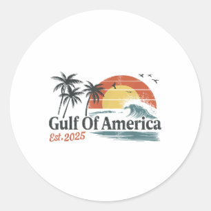 Golf van Verenigde Staten 2025 Retro Beach Ronde Sticker