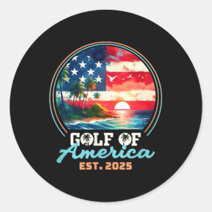 Golf van Verenigde Staten Retro Beach Ronde Sticker