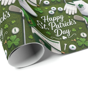 Golf Veel Succes met klaver St. Patrick's Day Cadeaupapier
