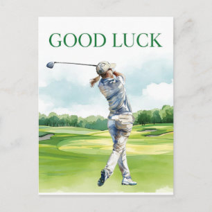 Golf Veel Succes voor golfer op groen gras Briefkaart