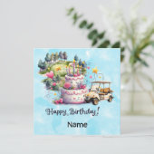 Golf Verjaardag met golfkar voor golfer Kaart (Staand voorkant)