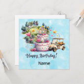 Golf Verjaardag met golfkar voor golfer Kaart (Voorkant / Achterkant in situ)