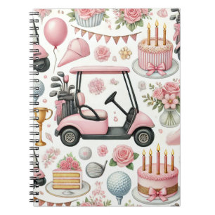 Golf Verjaardagsfeest Roze Thema voor Meisje Vrouw Notitieboek