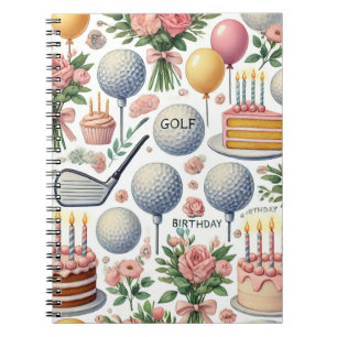 Golf Verjaardagsfeest Roze Thema voor Meisje Vrouw Notitieboek