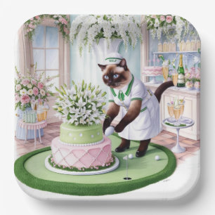 Golf verjaardagsfeest voor Cat Lover Golfer Papieren Bordje