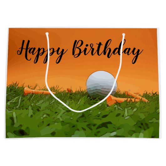 Golf verjaardagskaarttas met golfbal en t-shirt groot cadeauzakje (Voorkant)