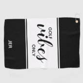 Golf Vibes Only Zwart en Wit Script Golf Golfhanddoek (Horizontaal)
