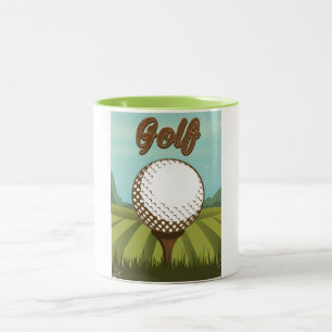 Golf vintage stijl poster tweekleurige koffiemok