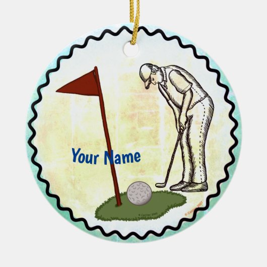 Golf Vlag golf Keramisch Ornament (Voorkant)