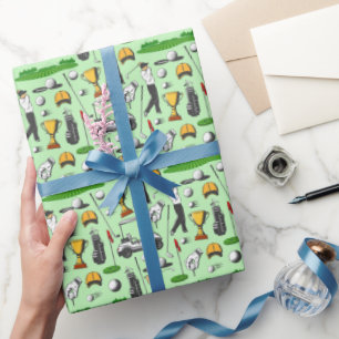 Golf voor mannen Golf sport symbolen Groen Cadeaupapier