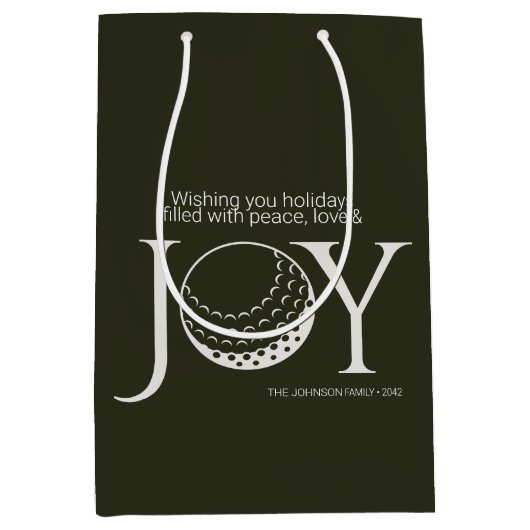 Golf Vreugde & Vrede Kerstmis Medium Cadeauzakje (Voorkant)