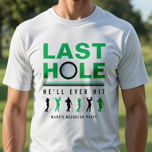 Golf vrijgezellenfeest laatste gat dat hij ooit wi t-shirt