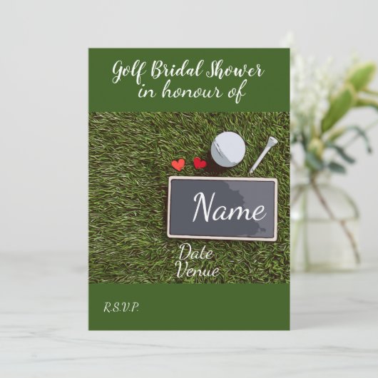 Golf Vrijgezellenfeest met golfbal en liefdesharte Kaart (Staand voorkant)