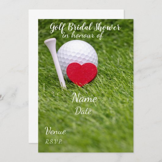 Golf-Vrijgezellenfeest met golfbal en liefdesharte Kaart (Voorkant / Achterkant)