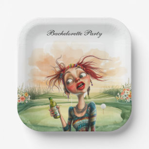 Golf vrijgezellenfeest voor vrouwelijke golfer papieren bordje