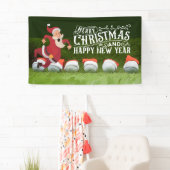 Golf Vrolijk Kerstfeest Kerstman op groen grappig Spandoek (Insitu)