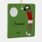 Golf Vrouw Athlete African American Keramisch Ornament (Rechts)