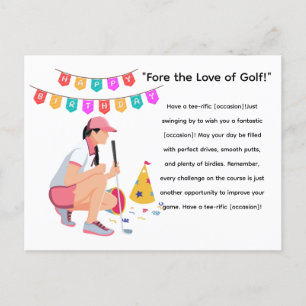 Golf Vrouw Golfer is Golfen Briefkaart