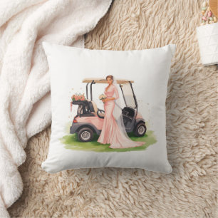 Golf vrouw golfer & roze kar Meisjes uitstap voor Kussen