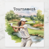 Golf Vrouw in golfbaan Wijn Etiket (Enkel label)
