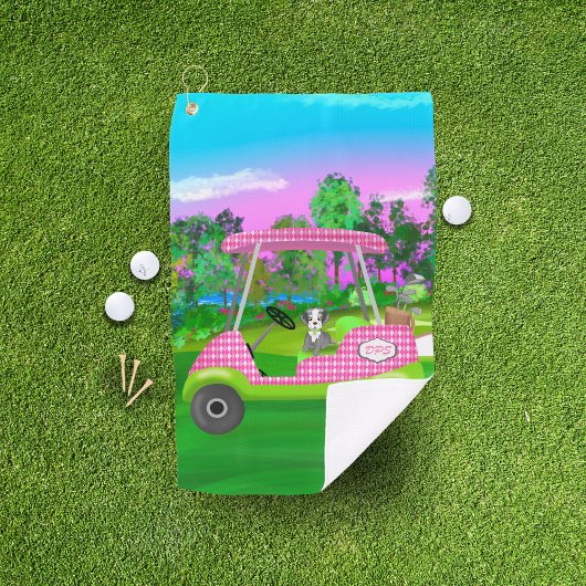 Golf-wagentje met Cute Schnauzer en Initialen Golfhanddoek