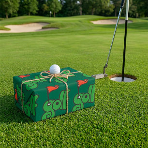Golf Wang Levendig Groen en Rood Cadeaupapier