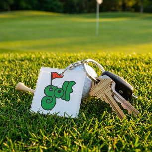 Golf Wang Levendig Groen en Rood Sleutelhanger