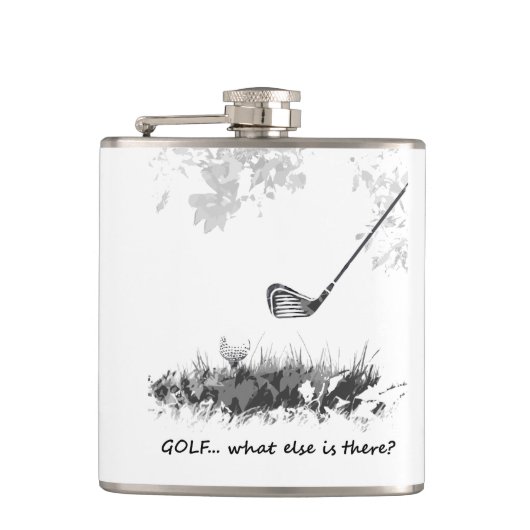 Golf Wat er nog meer is Fun Golfer Quote Heupfles (Voorkant)