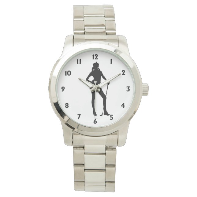 Golf Watch met zwarte cijfers Horloge (Voorkant)