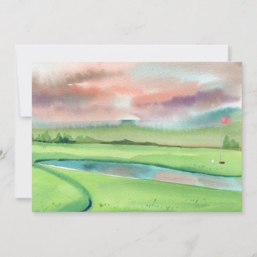 Golf Watercolor Invitation Kaart (Voorkant)