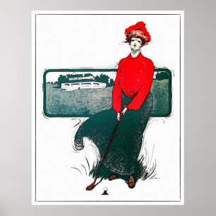 Golf-Waterverf van 1930 Poster