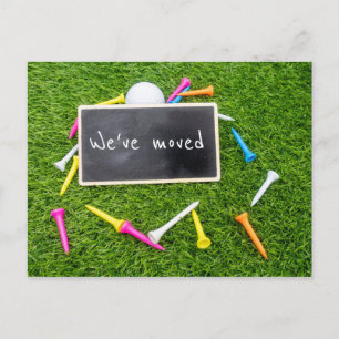 Golf we zijn naar een nieuw huis verhuisd met kleu briefkaart