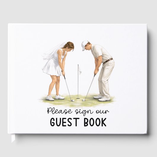 Golf Wedding Bride & Groom golfing Gastenboek (Voorkant)