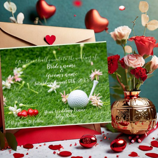 Golf Wedding Invitation card golf met liefde Briefkaart