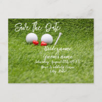 Golf Wedding Invitation card met twee harten