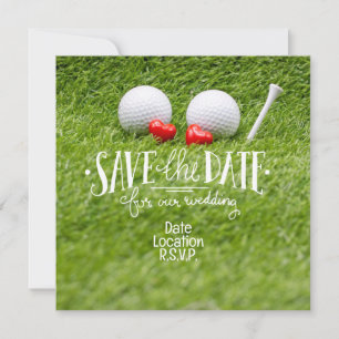 Golf Wedding Invitation card met twee harten Kaart